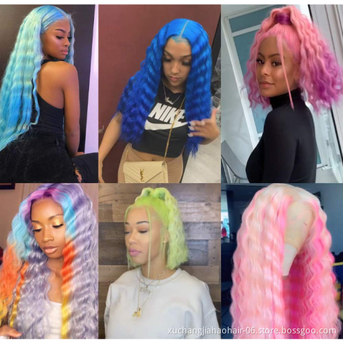Cheap 40 inch human hair 613 virgin blonde deep wave  full lace wig with baby hair 360 HD lace frontal wigs for black women